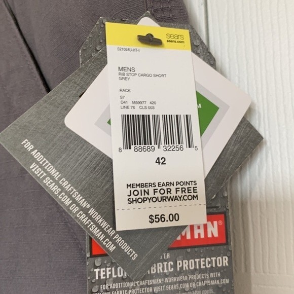 NWT Craftsman Grey Rib Stop Cargo Shorts Sz 42 - Picture 4 of 9